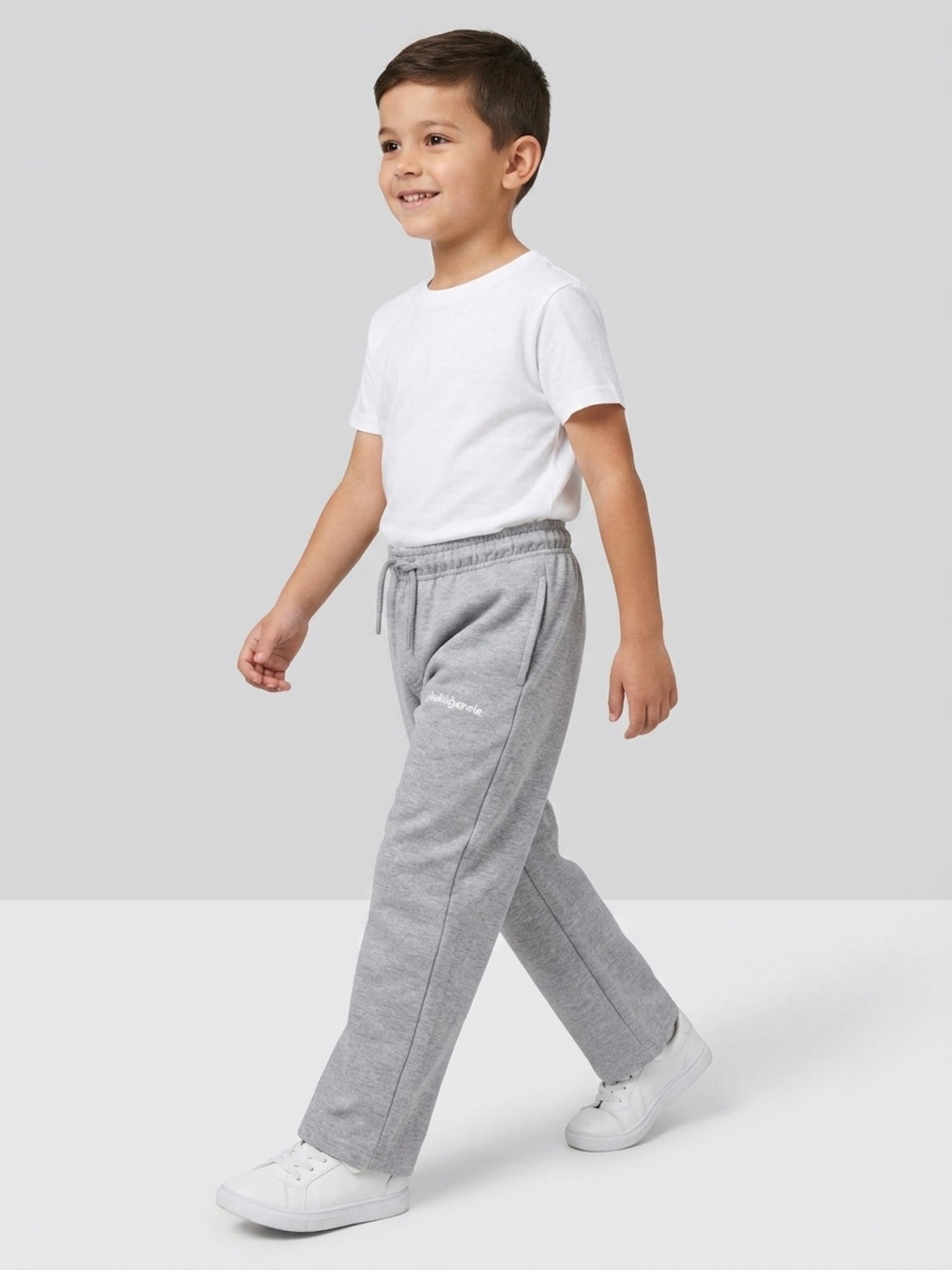 Kids Pack of 2 Solid Wide Leg Track Pants | Black & Grey Melange