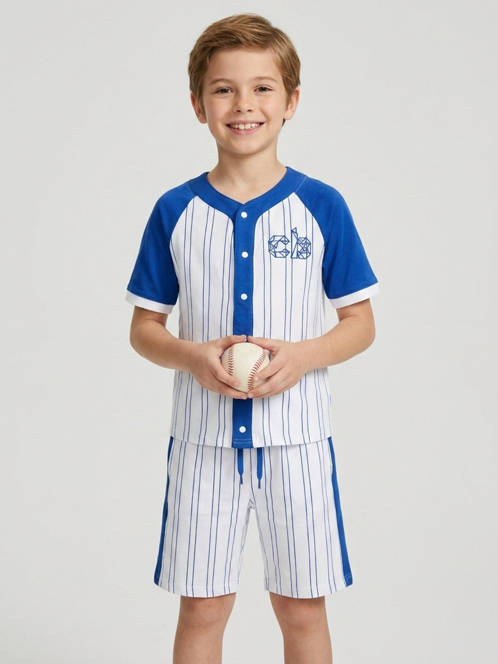 Baseball Style Pinstripe Jersey And Shorts Set