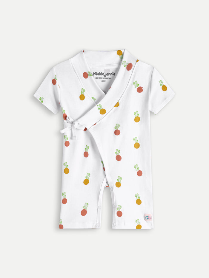 Tie-up Printed Cotton Muslin Romper - Premium | Cool & Lightweight Wear