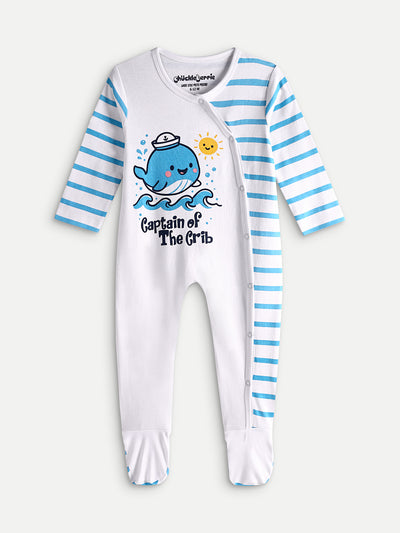 Printed Striped Footed Romper