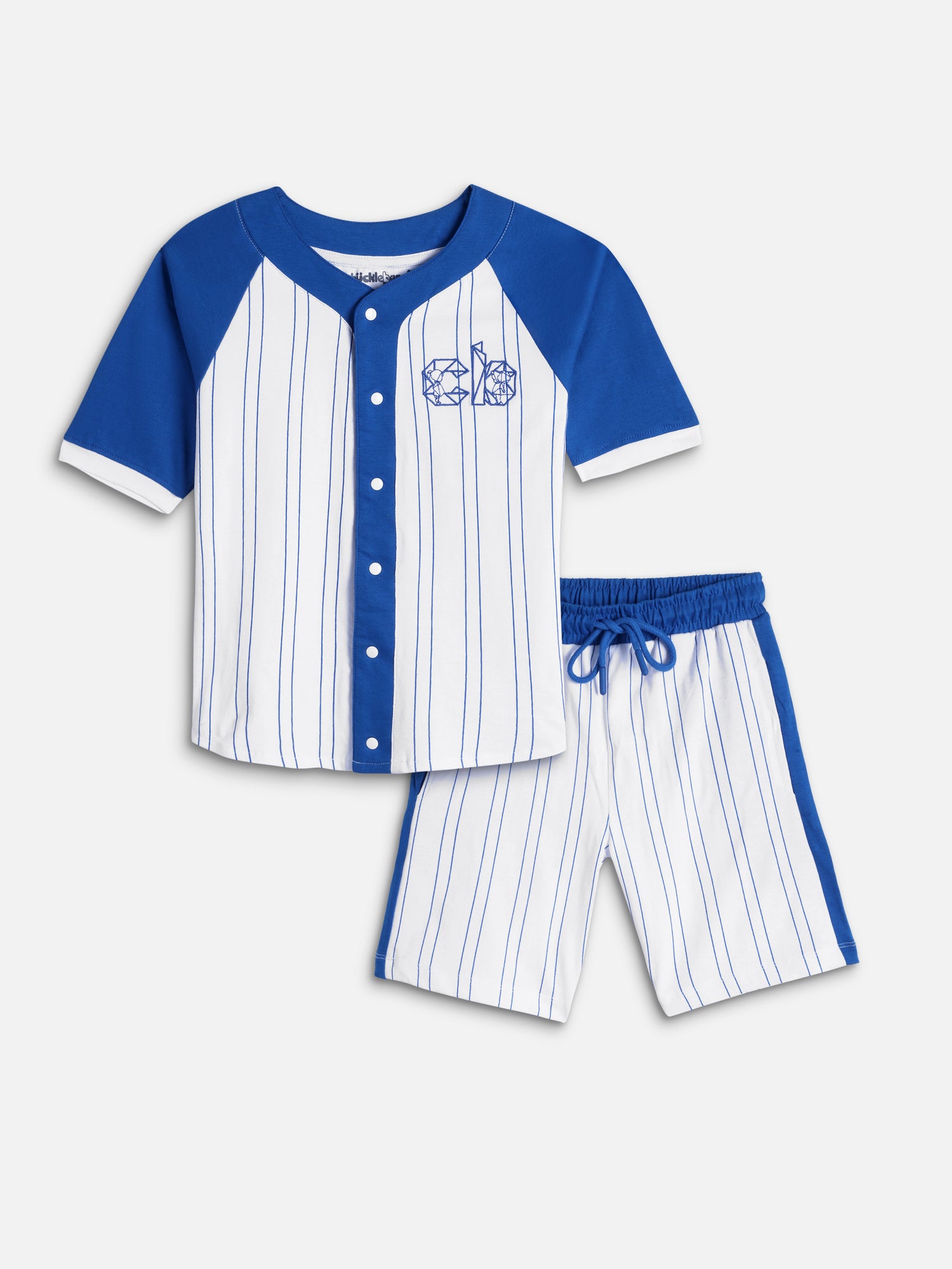 Baseball Style Pinstripe Jersey And Shorts Set