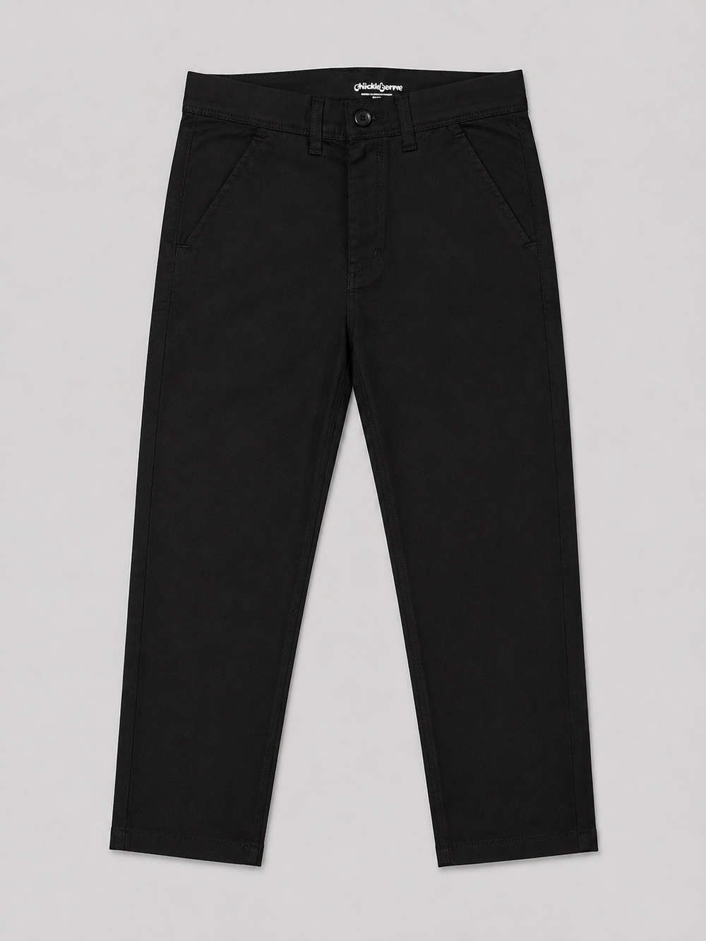 Straight Fit Cotton Pants- Black