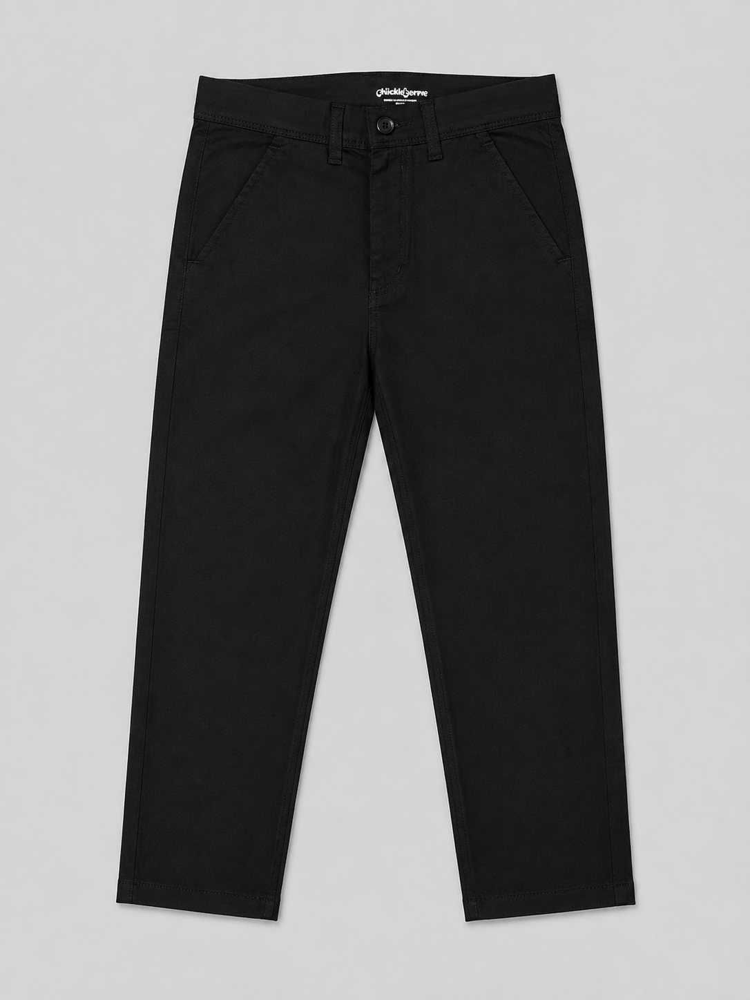 Straight Fit Cotton Pants- Black
