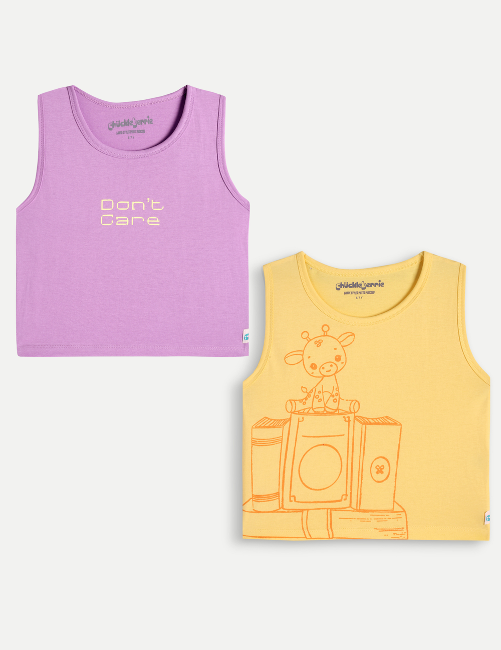 Girls Pack of 2 Printed Sleeveless Tank Tops