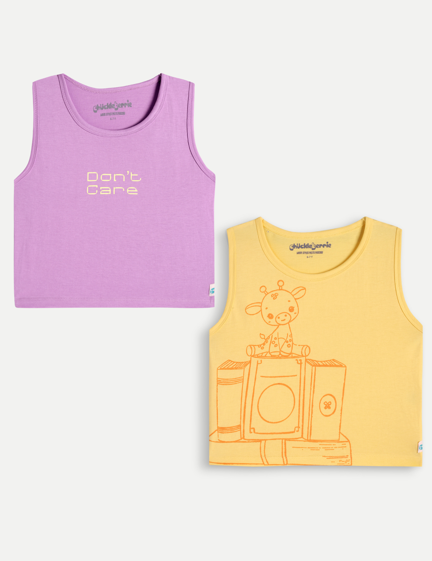 Girls Pack of 2 Printed Sleeveless Tank Tops