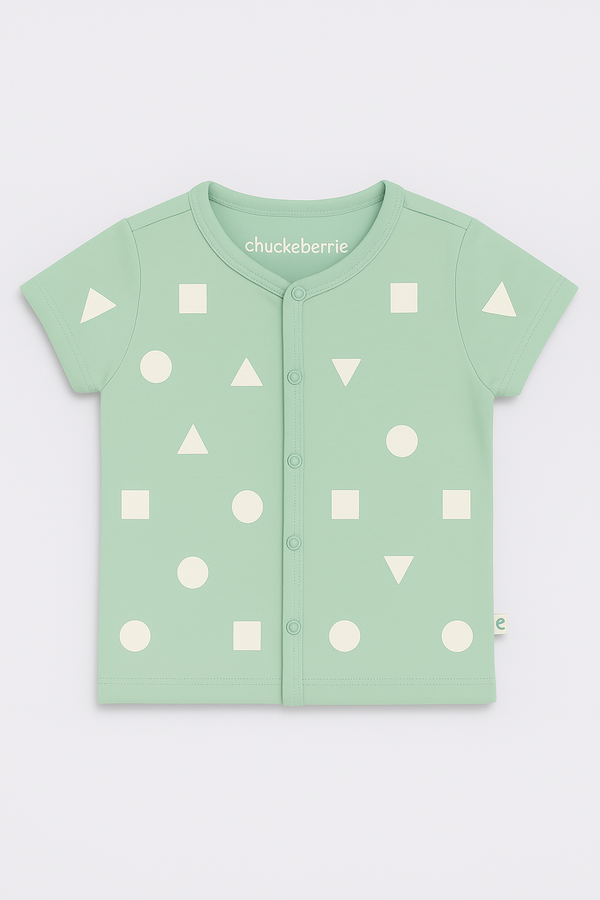 Button Up Printed Cotton T-Shirt - Premium | Cool & Lightweight Wear