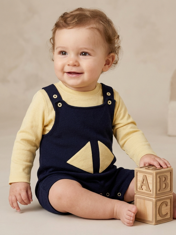 Dungaree Romper - Gentle Cottonb | Airy & Comfortable to Wear