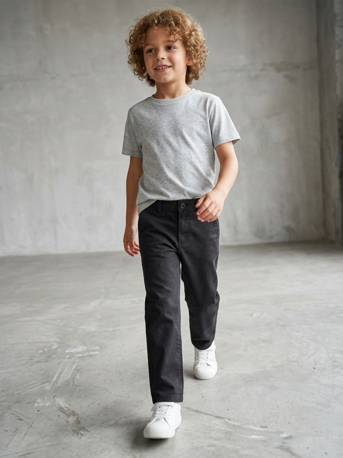 Straight Fit Cotton Pants- Black