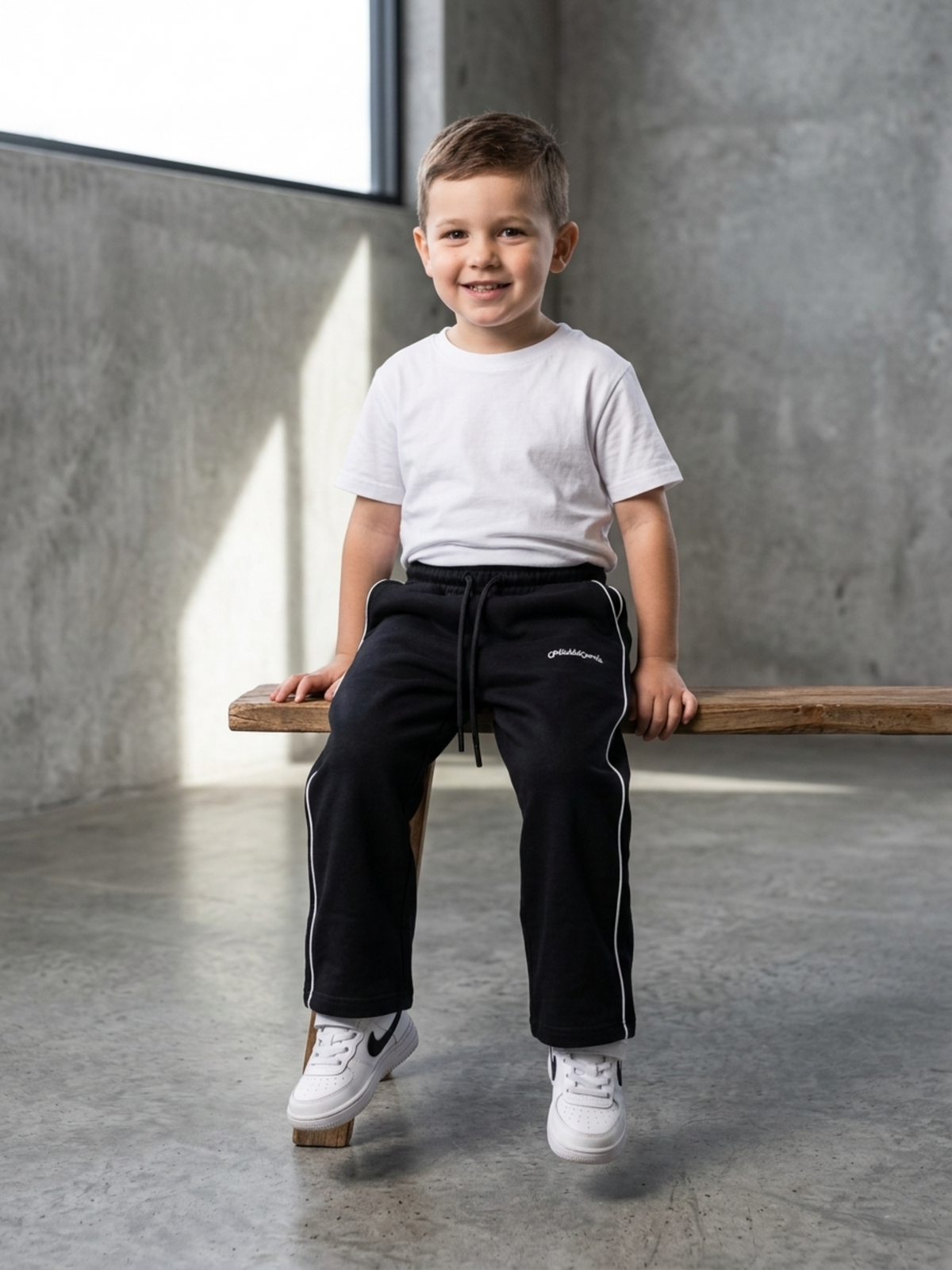 Wide Leg Black Trackpant