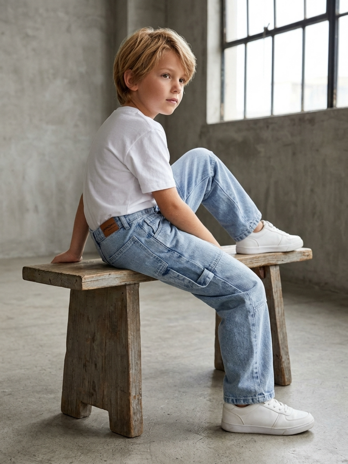 Blue Relaxed Cargo Denim
