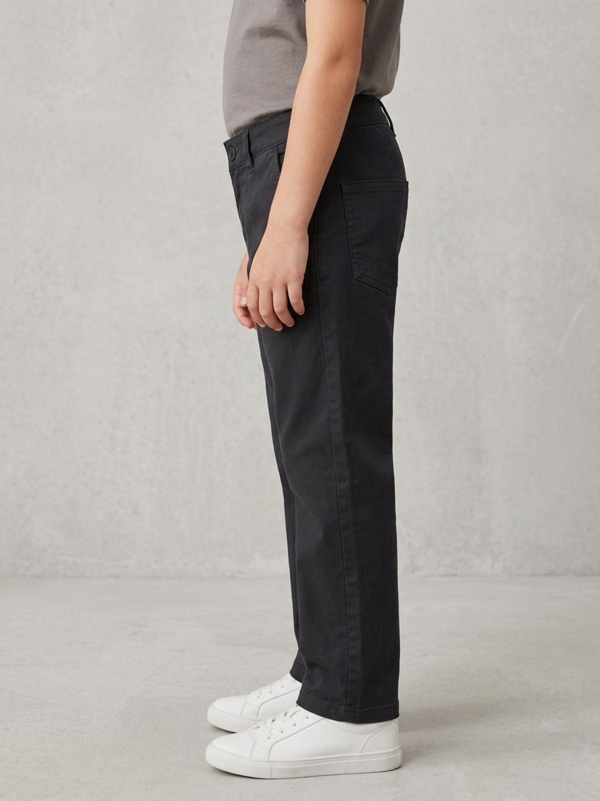Straight Fit Cotton Pants- Black